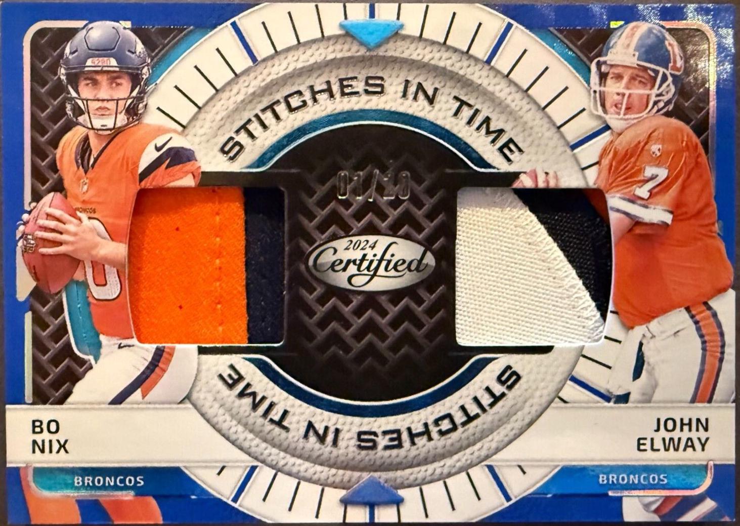 Bo Nix / John Elway [Blue Etch] #SITD-BNX-JEY
