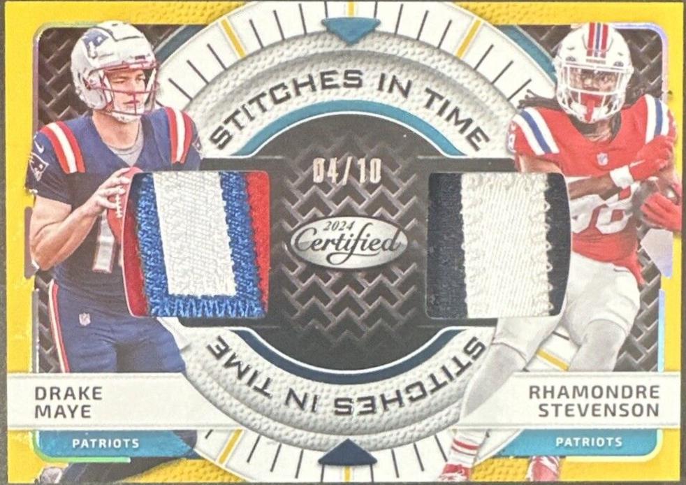 Drake Maye / Rhamondre Stevenson [Gold Etch] #SITD-DME-RSN