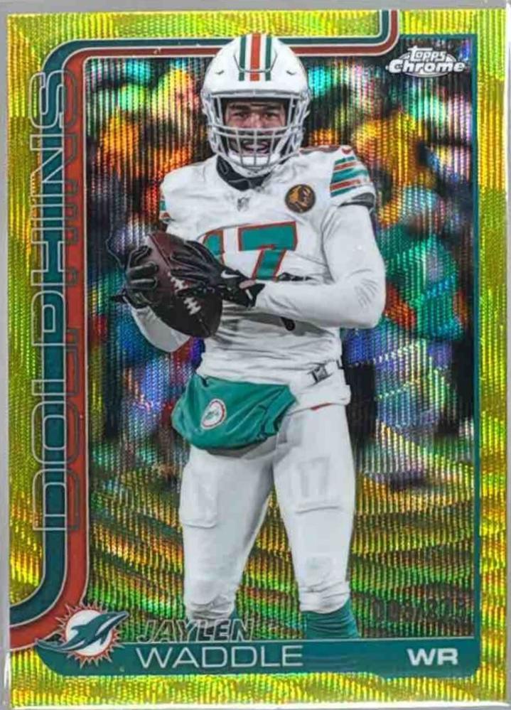 Jaylen Waddle [Yellow Wave Refractor] #186