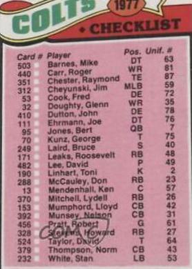 Colts Checklist #202
