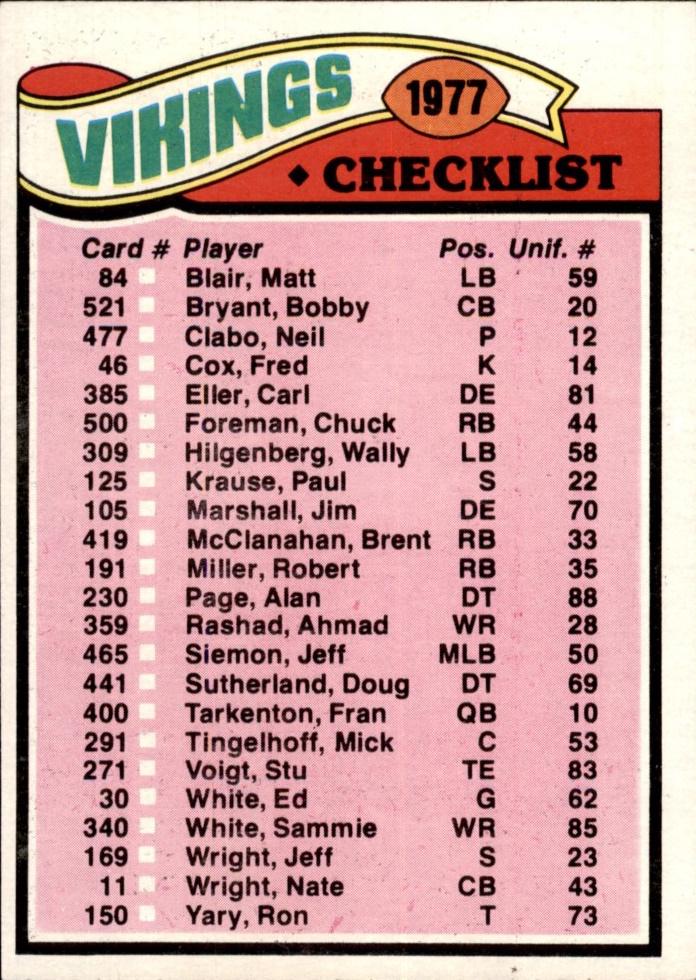 Vikings Checklist #215