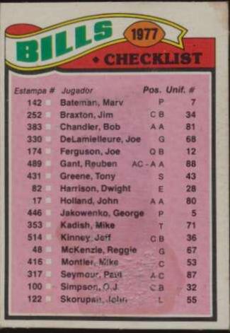 Bills Checklist #203