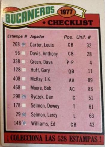 Buccaneers Checklist #227
