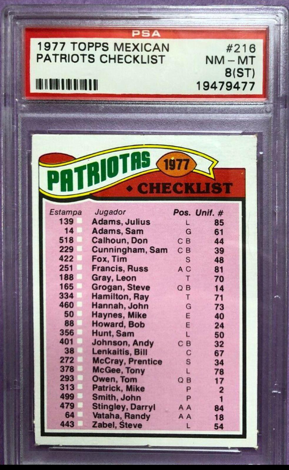 Patriots Checklist #216