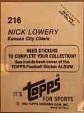 Nick Lowery #216