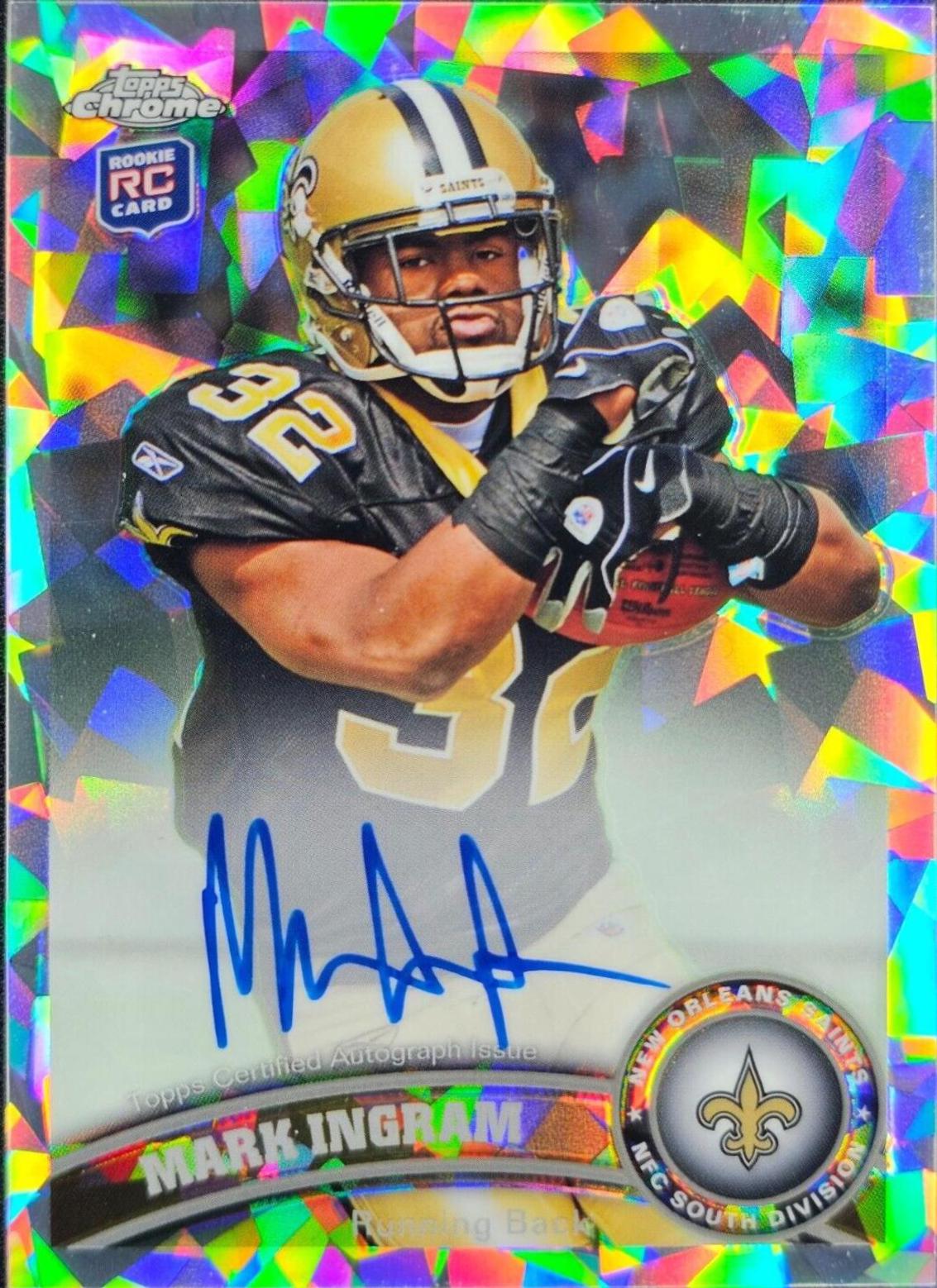 Mark Ingram [Ball in Left Arm Crystal Atomic Refractor Autograph] #50