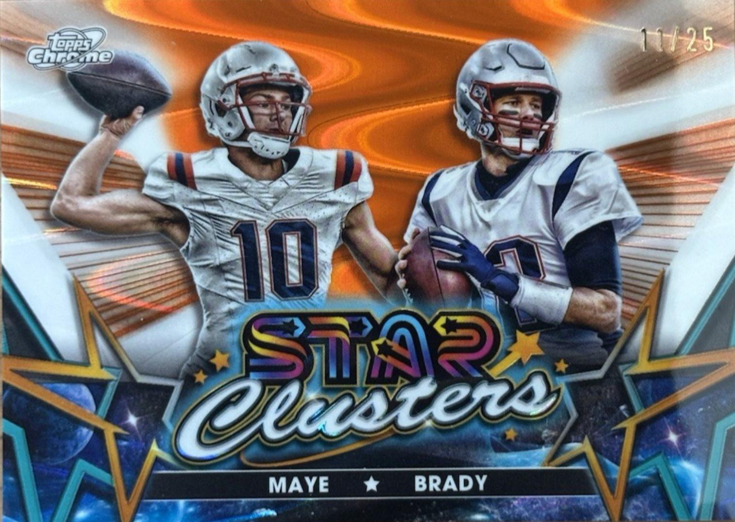 Tom Brady / Drake Maye [Orange Galactic Refractor] #SCL-14