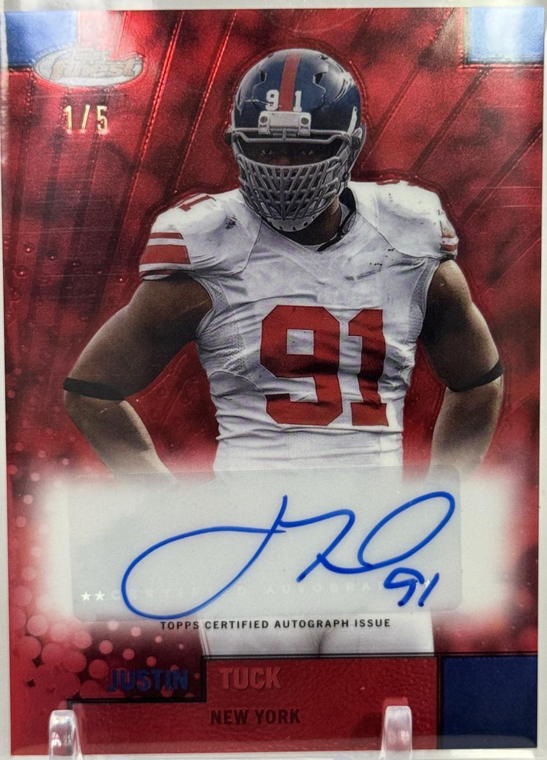 Justin Tuck [Red Refractor] #FBA-JT