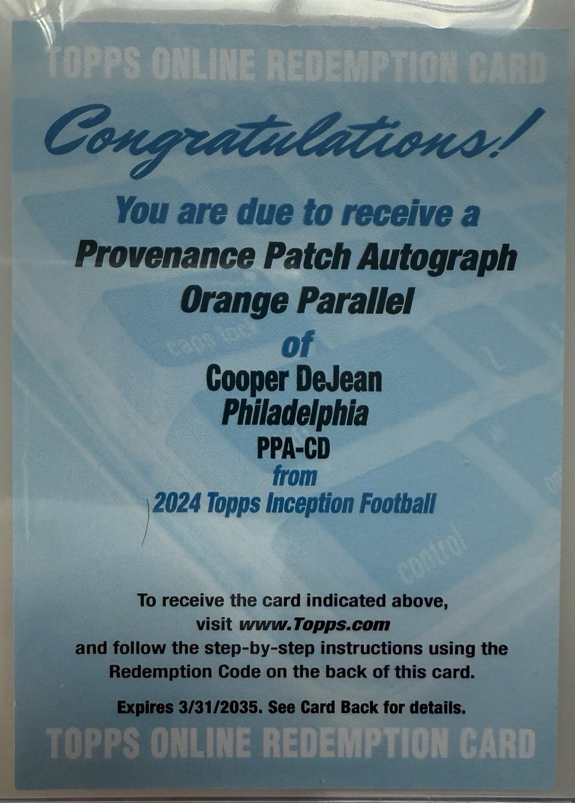 Cooper DeJean [Orange] #PPA-CD