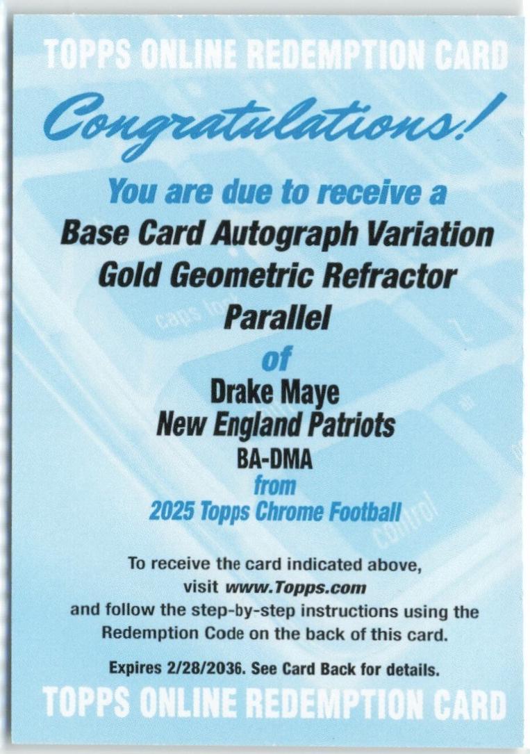 Drake Maye [Gold Geometric Refractor] #BA-DMA