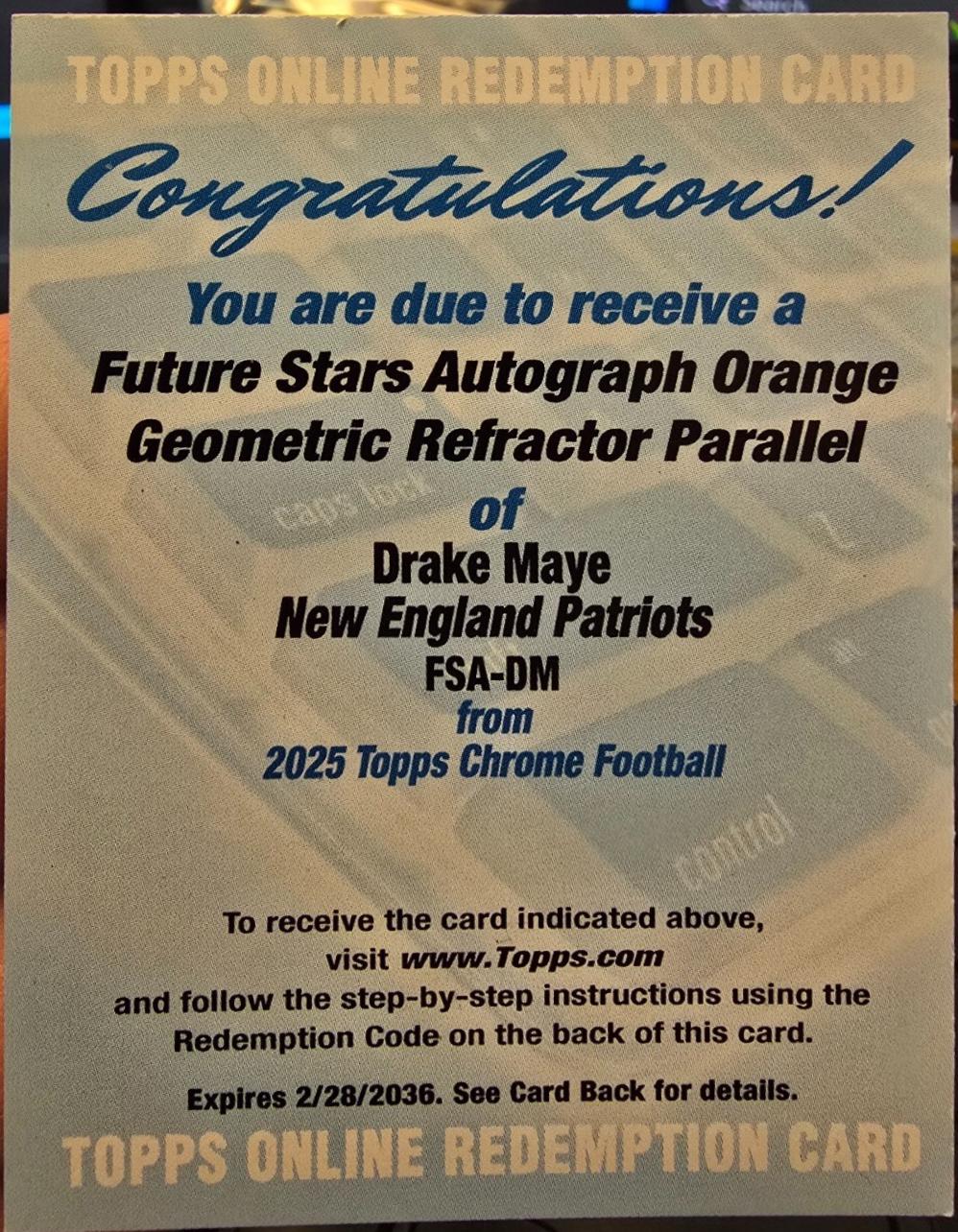 Drake Maye [Orange Geometric Refractor] #BA-DMA