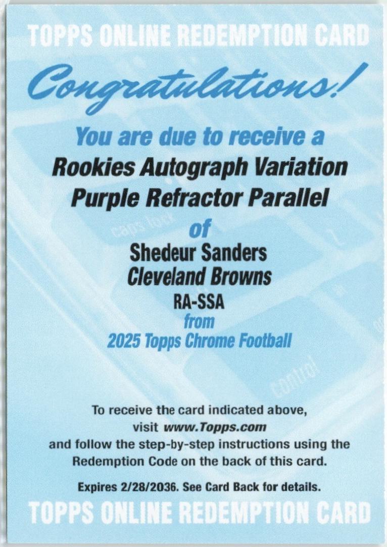 Shedeur Sanders [Purple Refractor] #RA-SSA