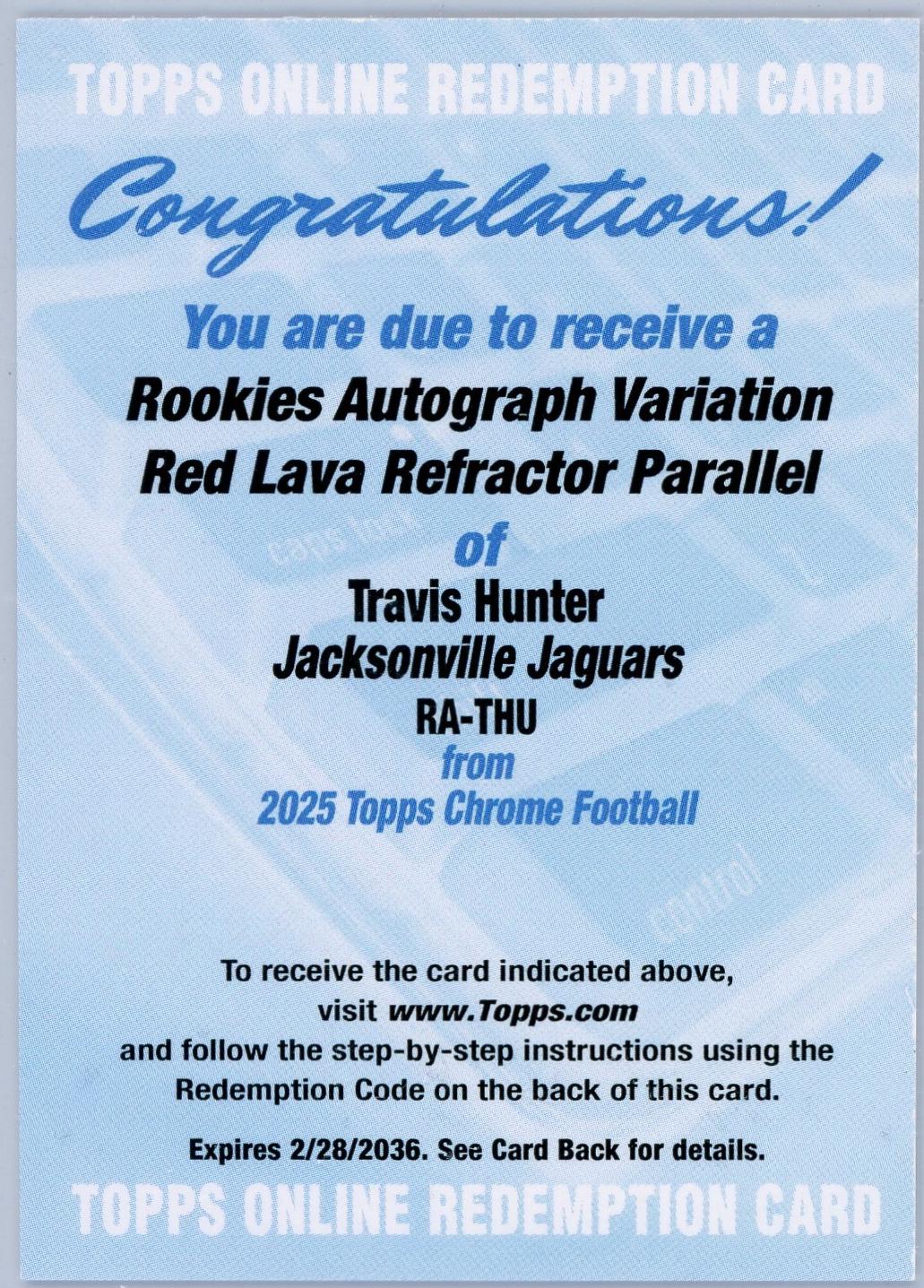 Travis Hunter [Red Lava Refractor] #RA-THU