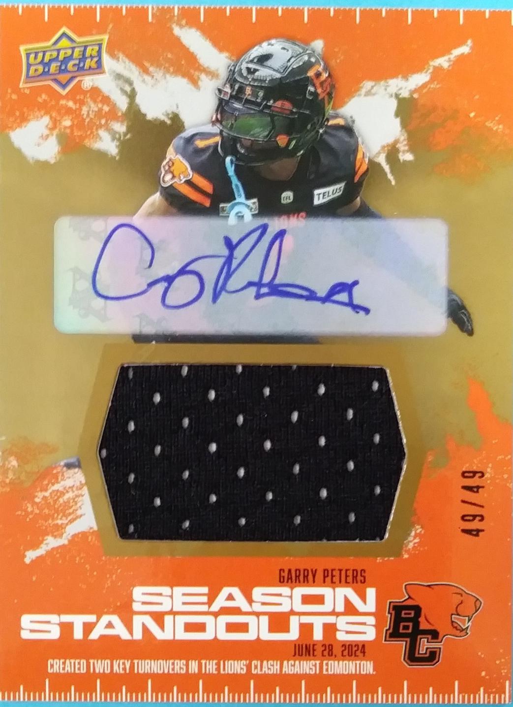 Garry Peters [Season Standouts Jersey Autograph] #81