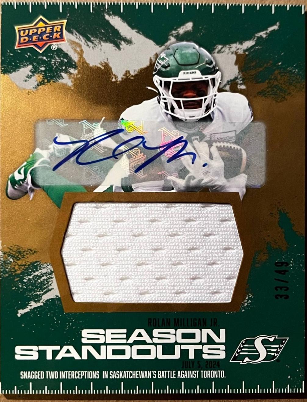 Rolan Milligan Jr. [Season Standouts Jersey Autograph] #94
