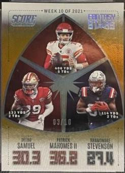Deebo Samuel, Patrick Mahomes II, Rhamondre Stevenson [First Down] #FS10