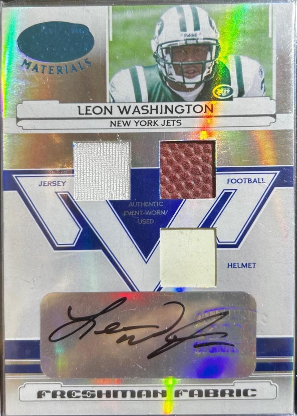 Leon Washington [Material Mirror Blue Autograph] #223