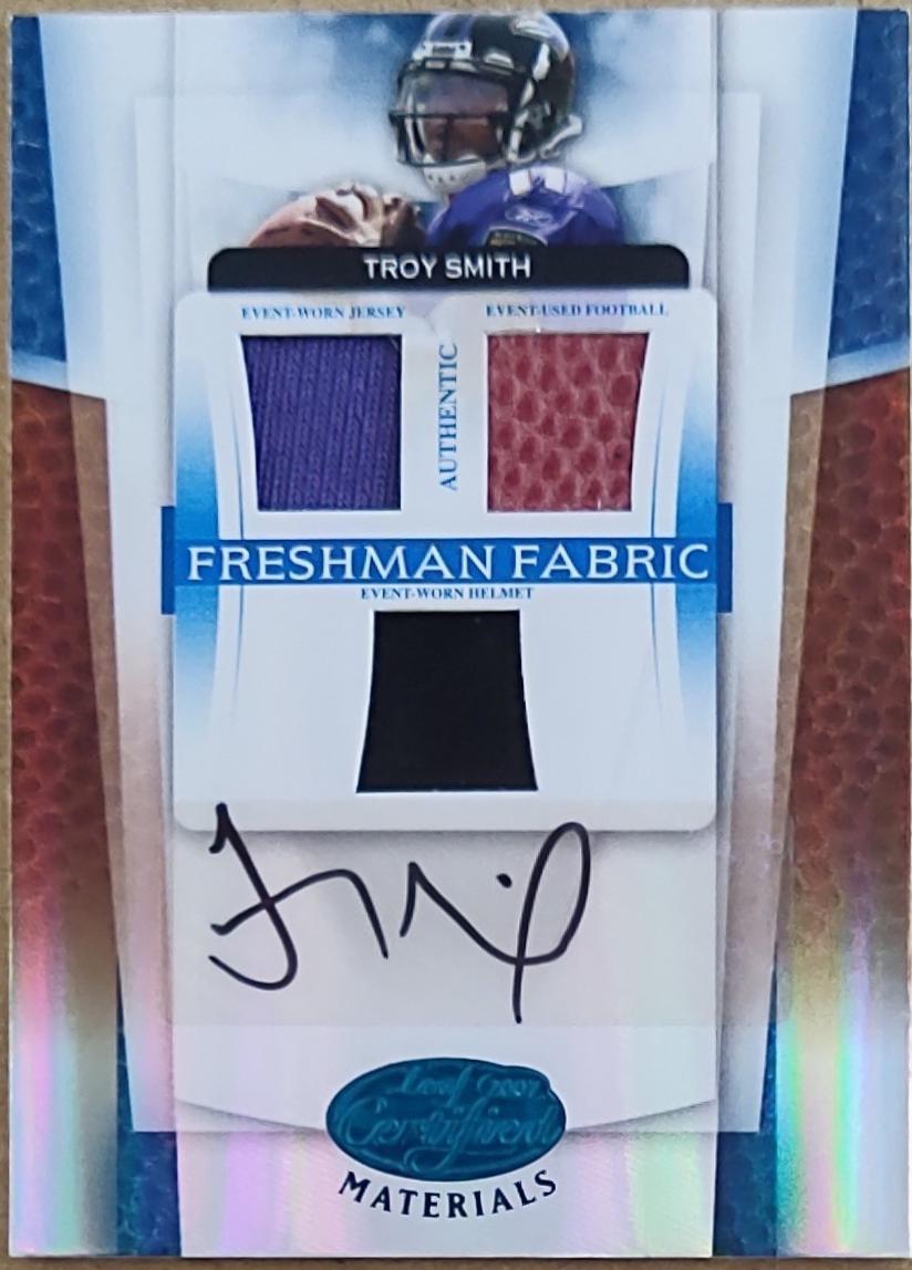 Troy Smith [Mirror Blue Material Autograph] #232