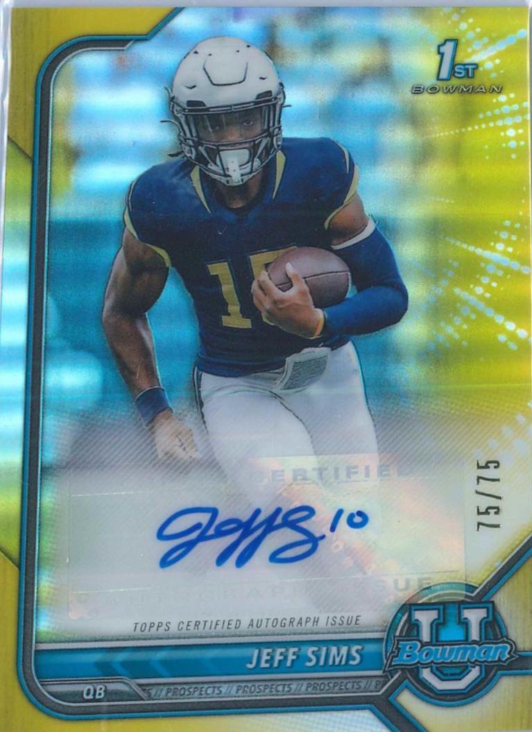 Jeff Sims [Yellow Refractor] #BCPA-JS