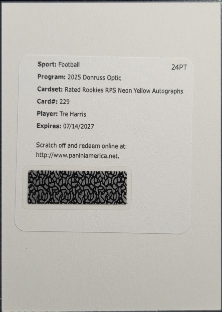 Tre Harris [Neon Yellow RPS Autograph] #229