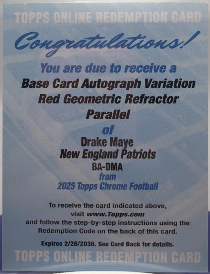Drake Maye [Red Geometric Refractor] #FSA-DM