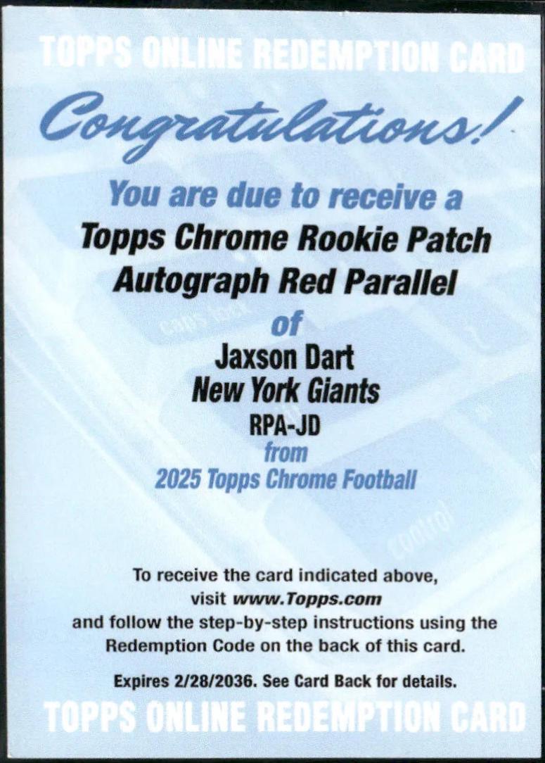 Jaxson Dart [Red] #RPA-JD