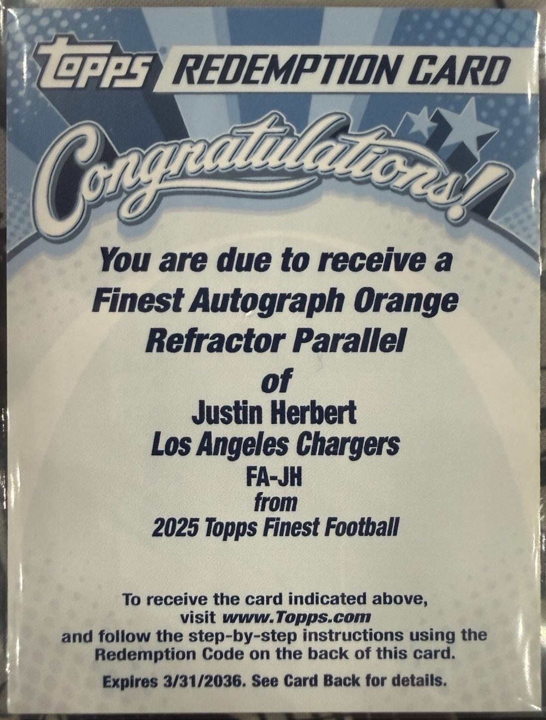 Justin Herbert [Orange Refractor] #FA-JH