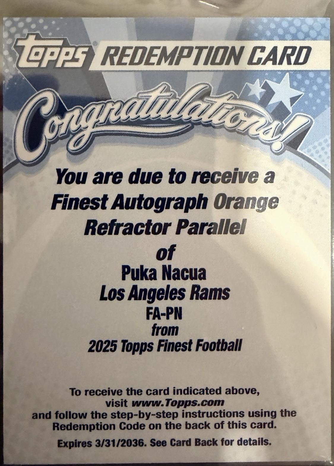Puka Nacua [Orange Refractor] #FA-PN