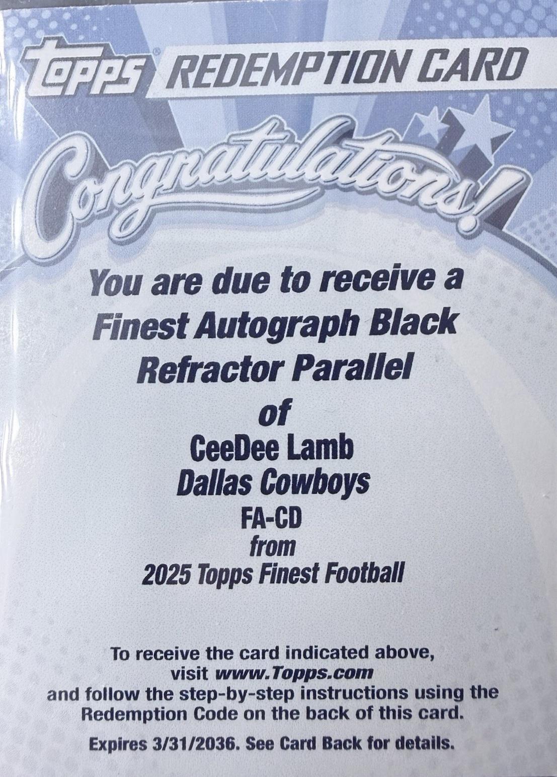 CeeDee Lamb [Black Refractor] #FA-CD
