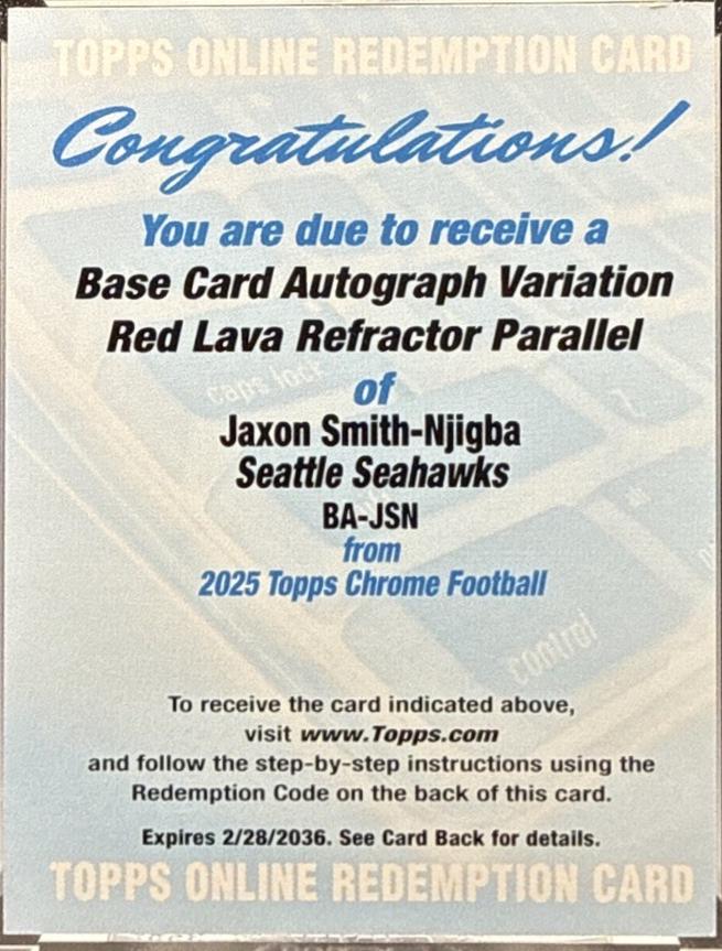 Jaxon Smith-Njigba [Red Lava Refractor] #BA-JSN