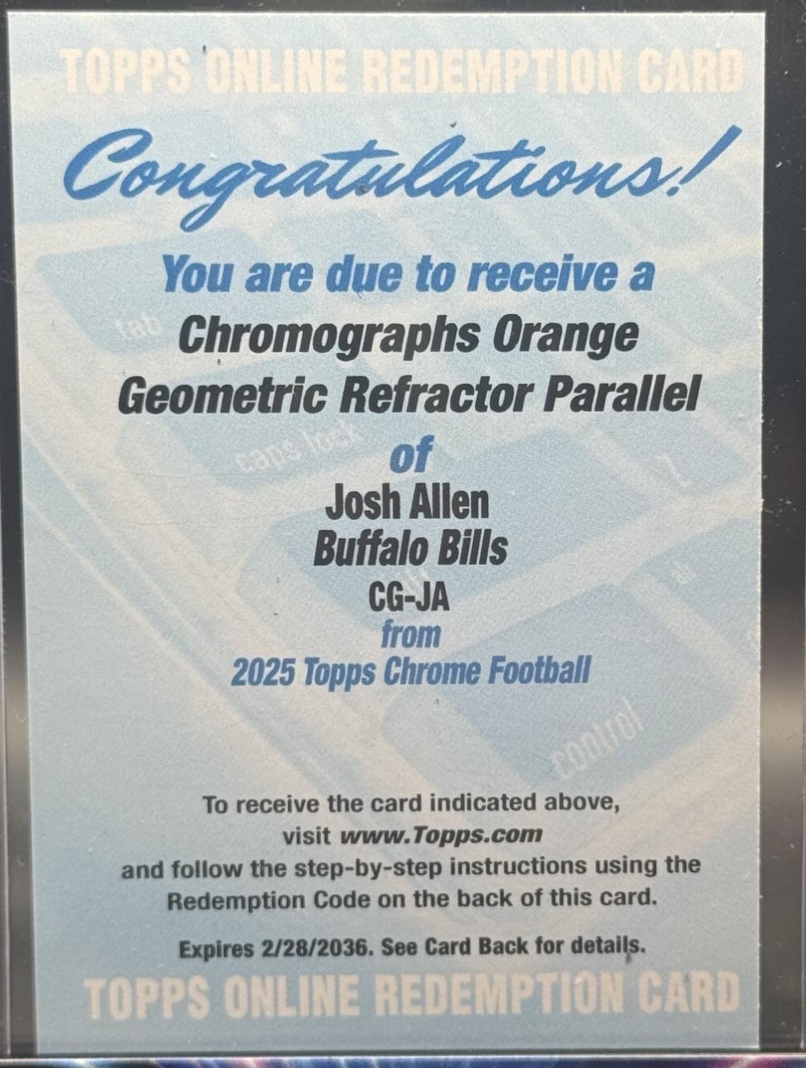 Josh Allen [Orange] #CG-JA