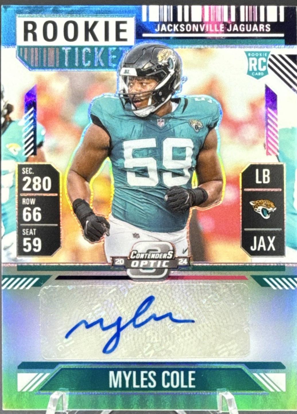 Myles Cole [Nebula Rookie Ticket Autograph Purple] #199
