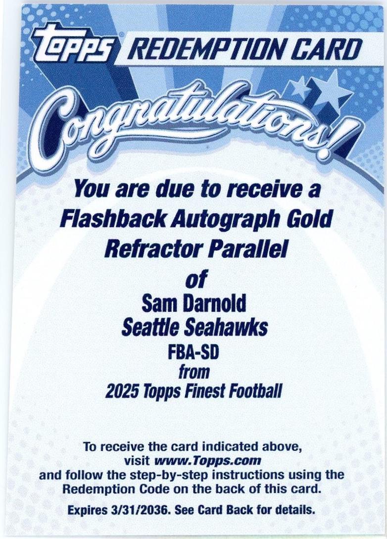 Sam Darnold [Gold Refractor] #FBA-SD