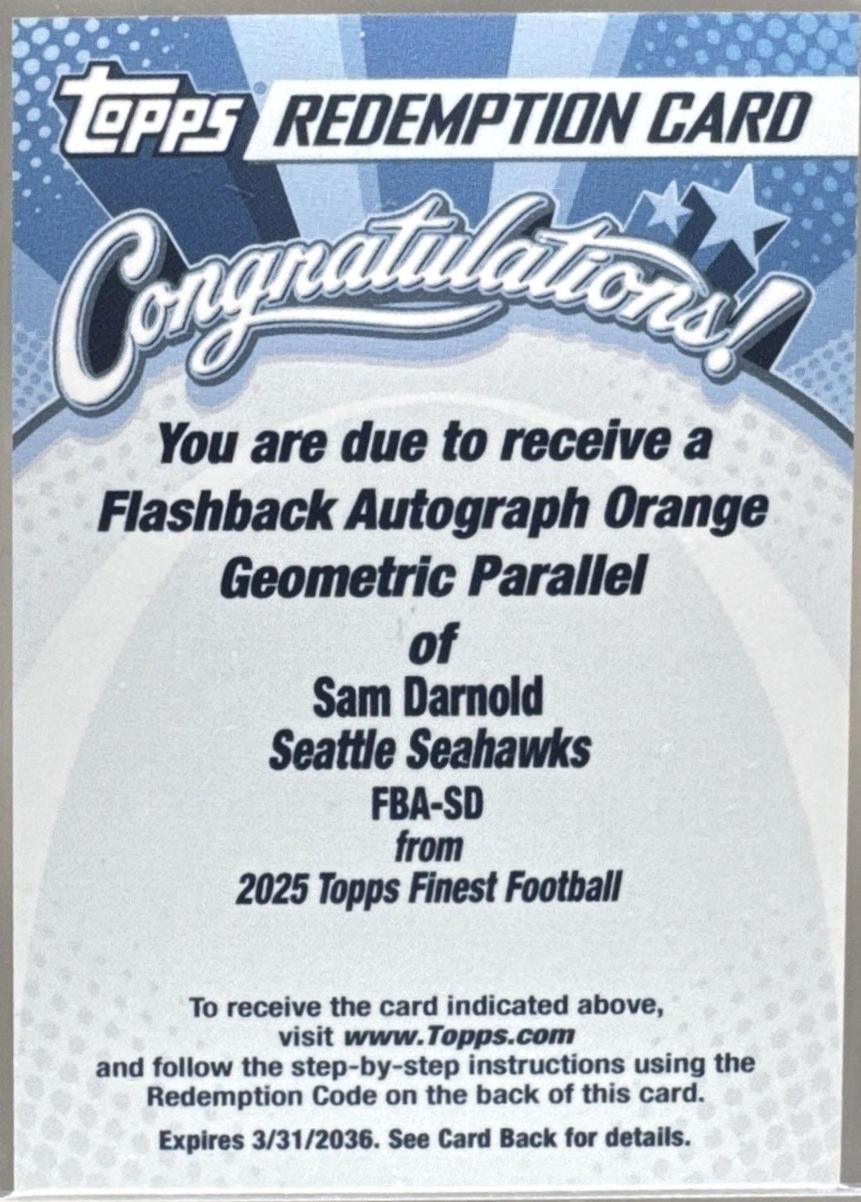 Sam Darnold [Orange Geometric] #FBA-SD