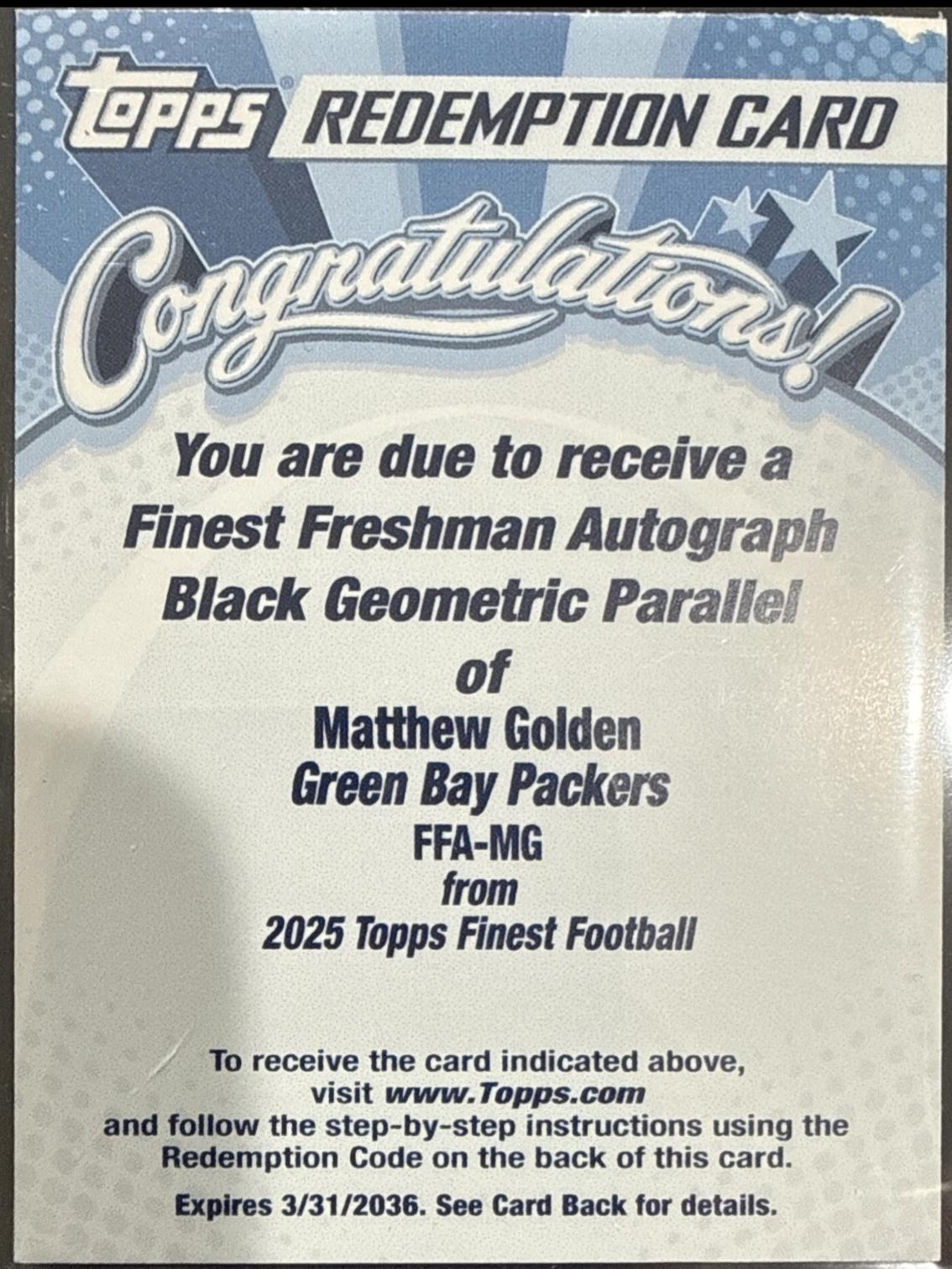 Matthew Golden [Black Geometric] #FFA-MG