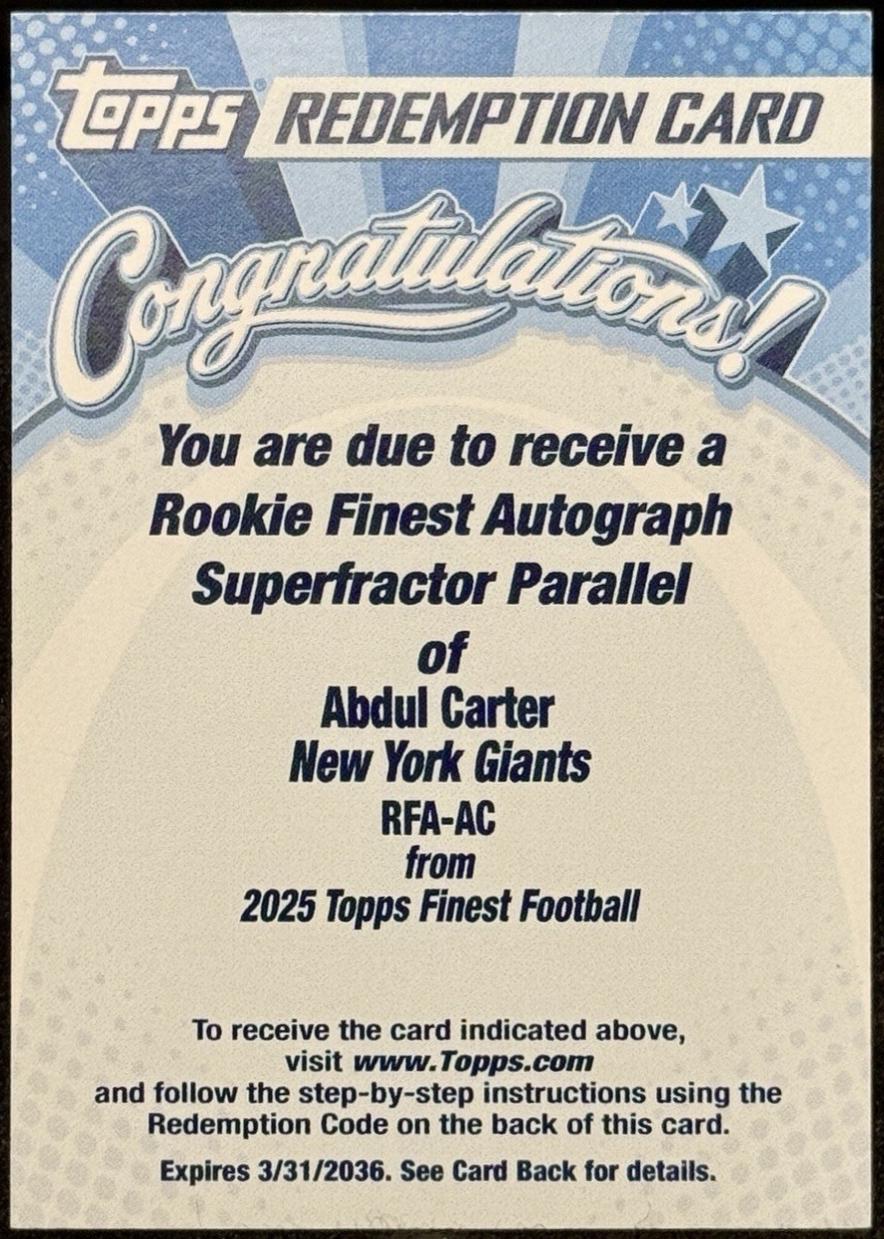Abdul Carter [Superfractor] #RFA-AC