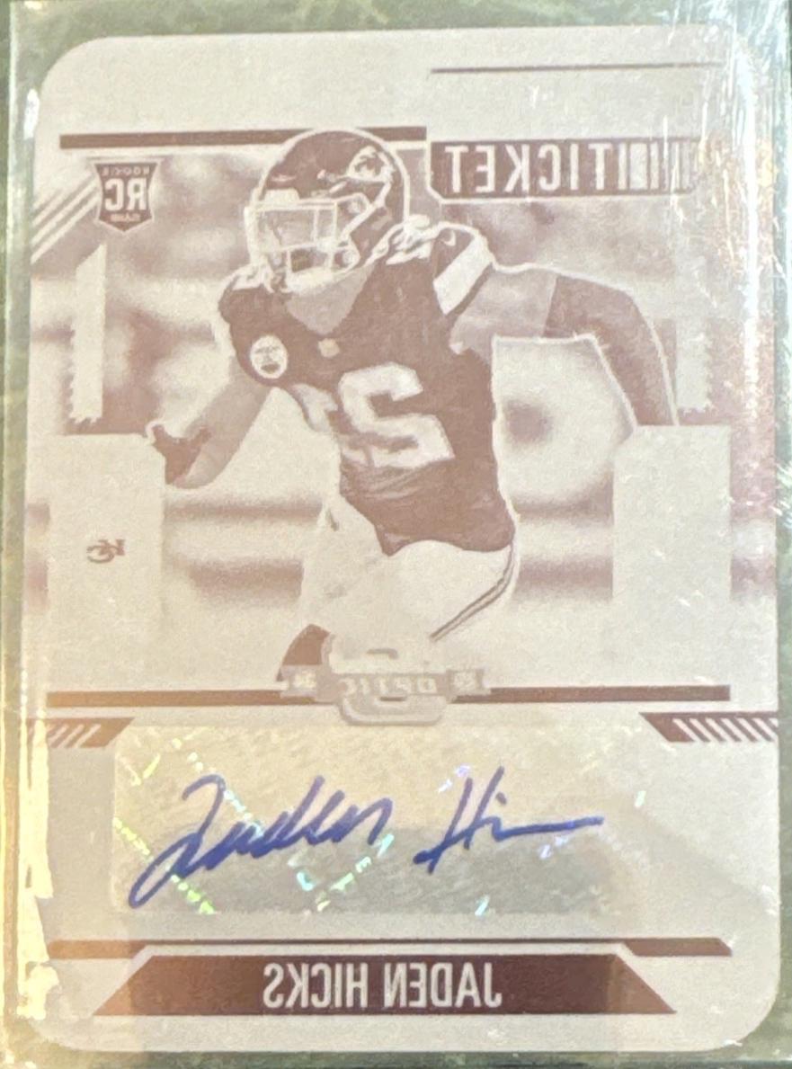 Jaden Hicks [Printing Plate Rookie Ticket Autograph Purple] #179