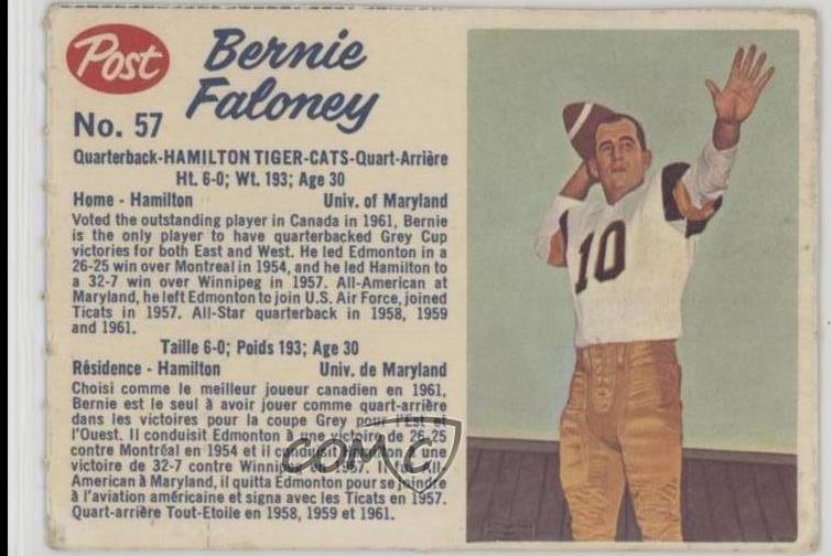 Bernie Faloney [Perforated, (Hand Cut)] #57