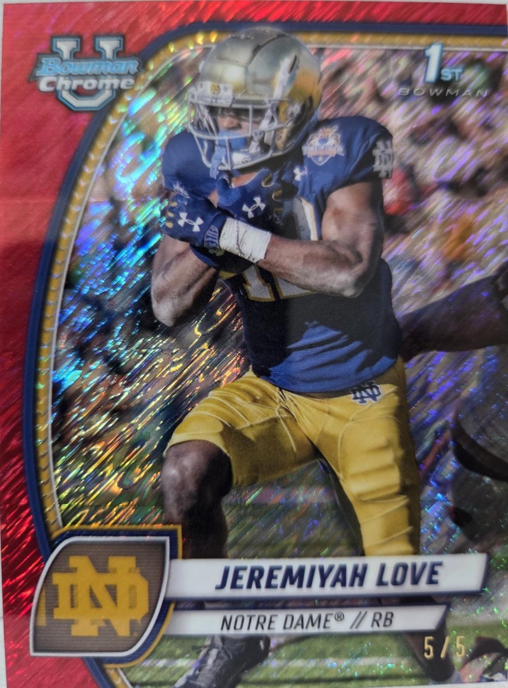 Jeremiyah Love [Shimmer Red Refractor] #100
