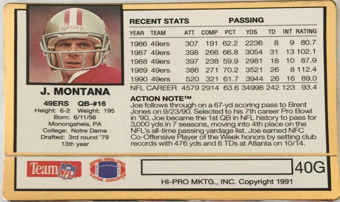 Joe Montana #40G