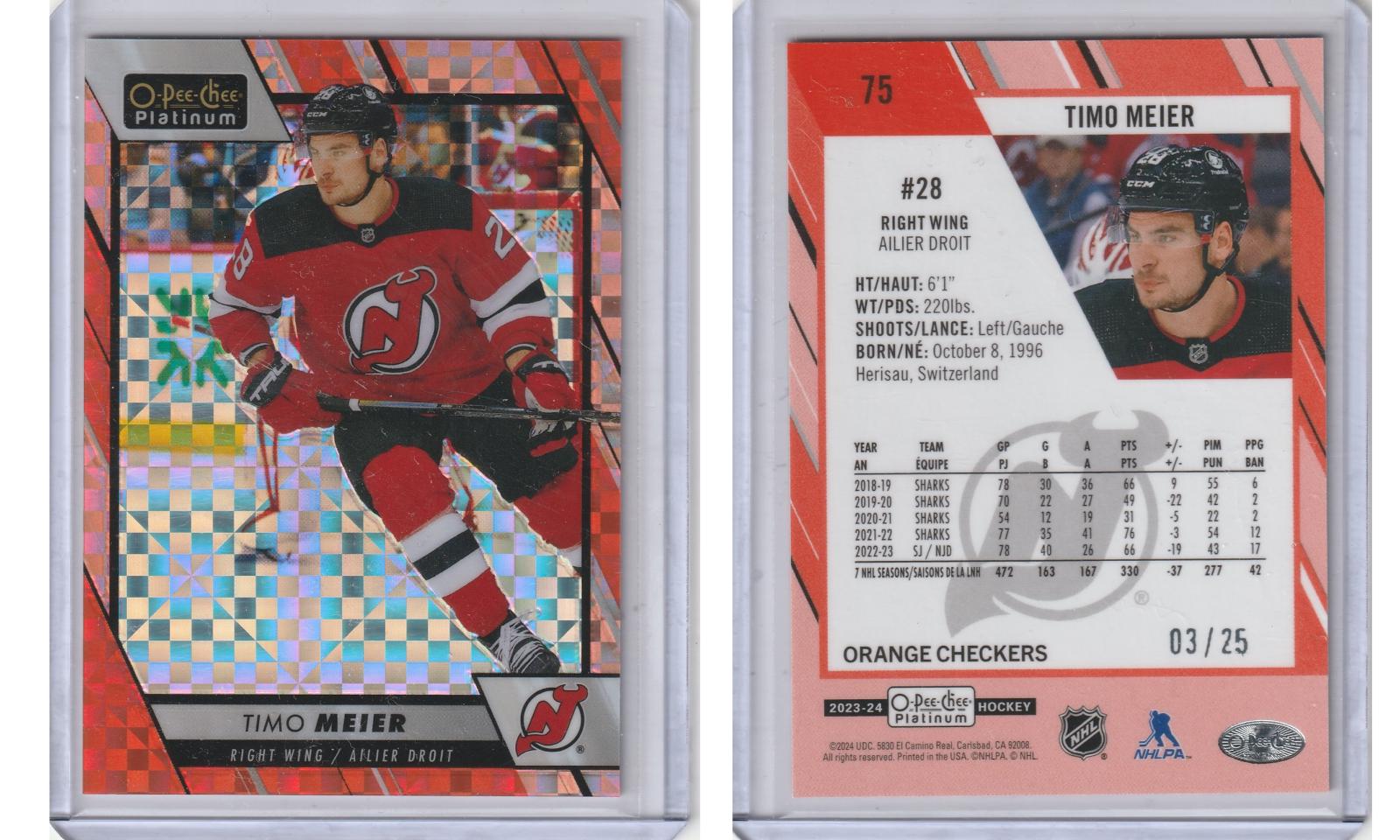 Timo Meier [Orange Checkers] #75