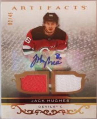 Jack Hughes [Material Autograph Gold] #121