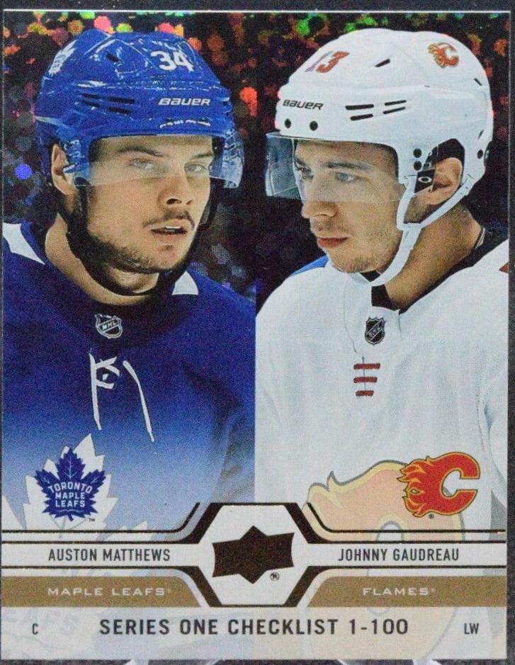 Auston Matthews, Johnny Gaudreau [Speckled Rainbow Foil] #199