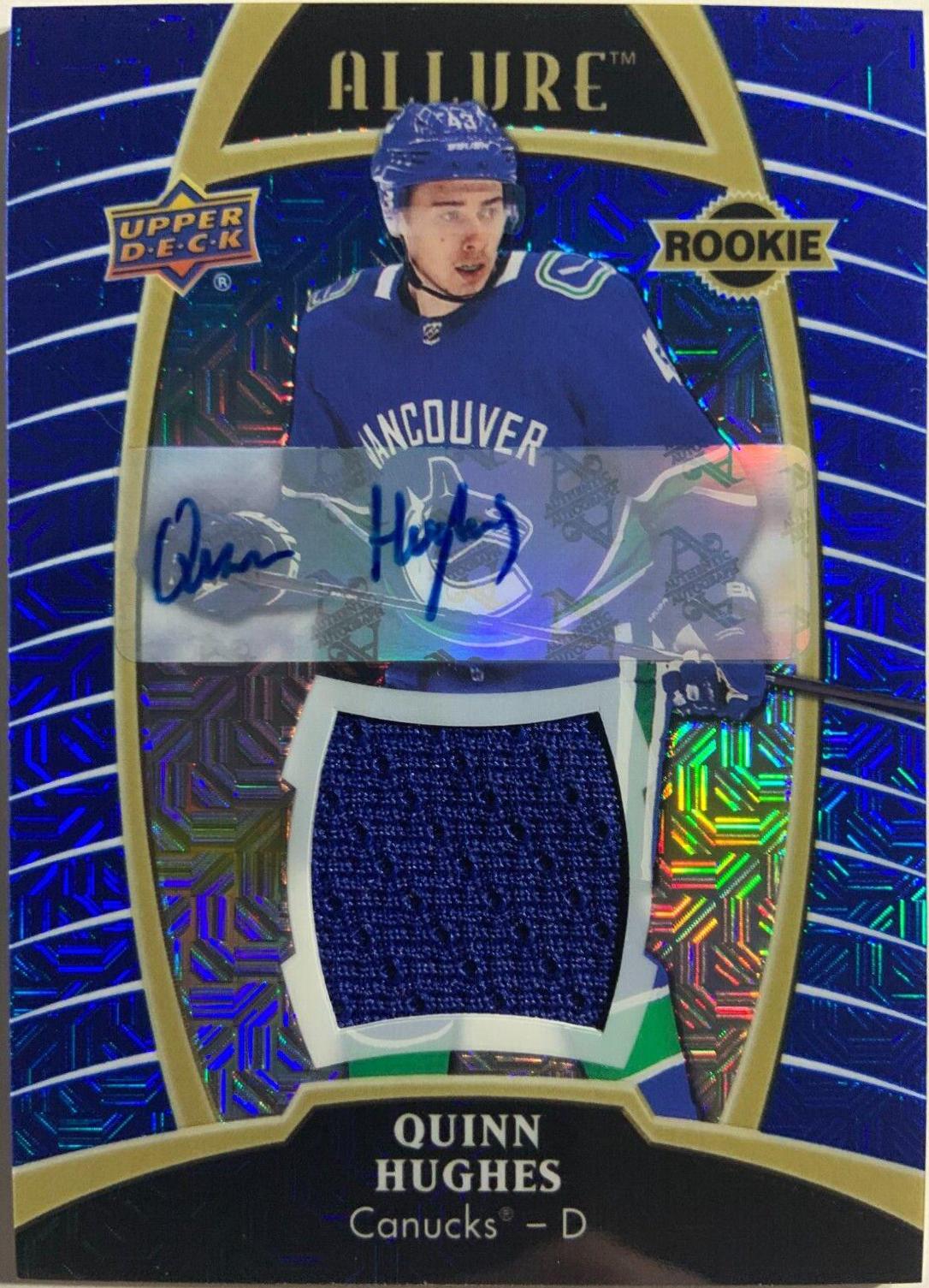 Quinn Hughes [Blue Line Autograph Jersey Relic] #66