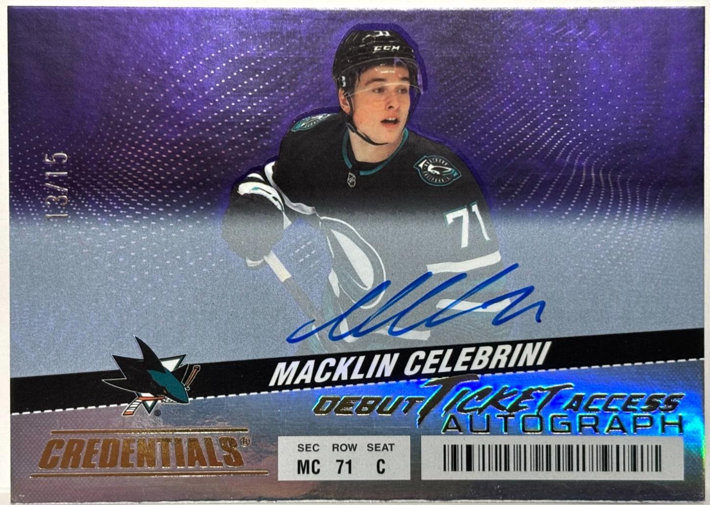 Macklin Celebrini [Purple Horizontal Autograph] #111