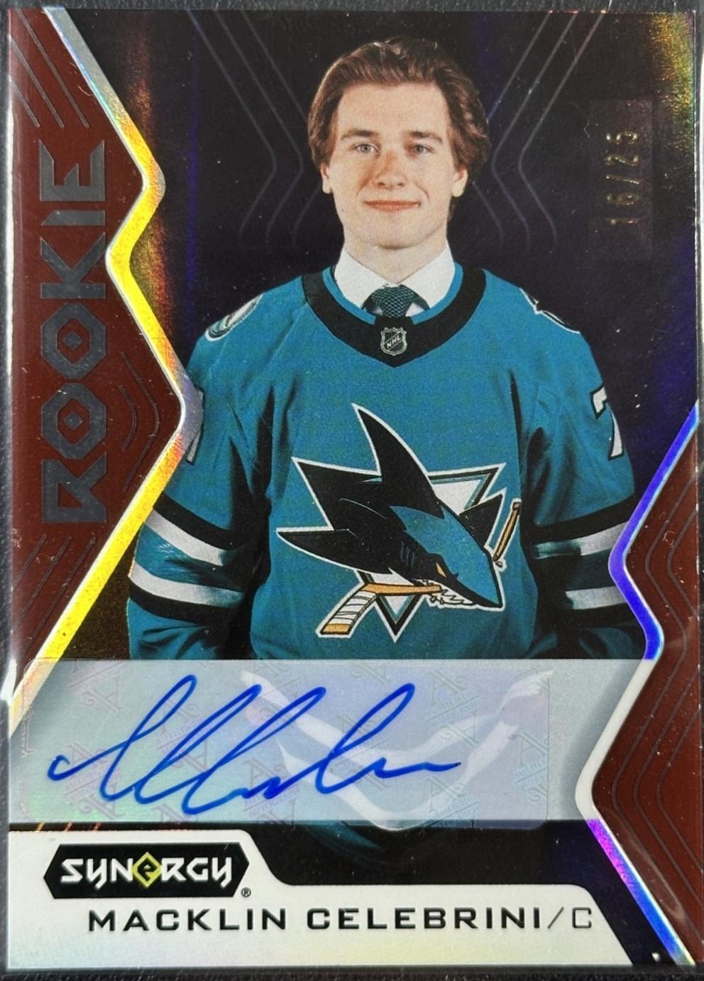 Macklin Celebrini [Red Autographs Extended Rookie Portrait] #RP-MC