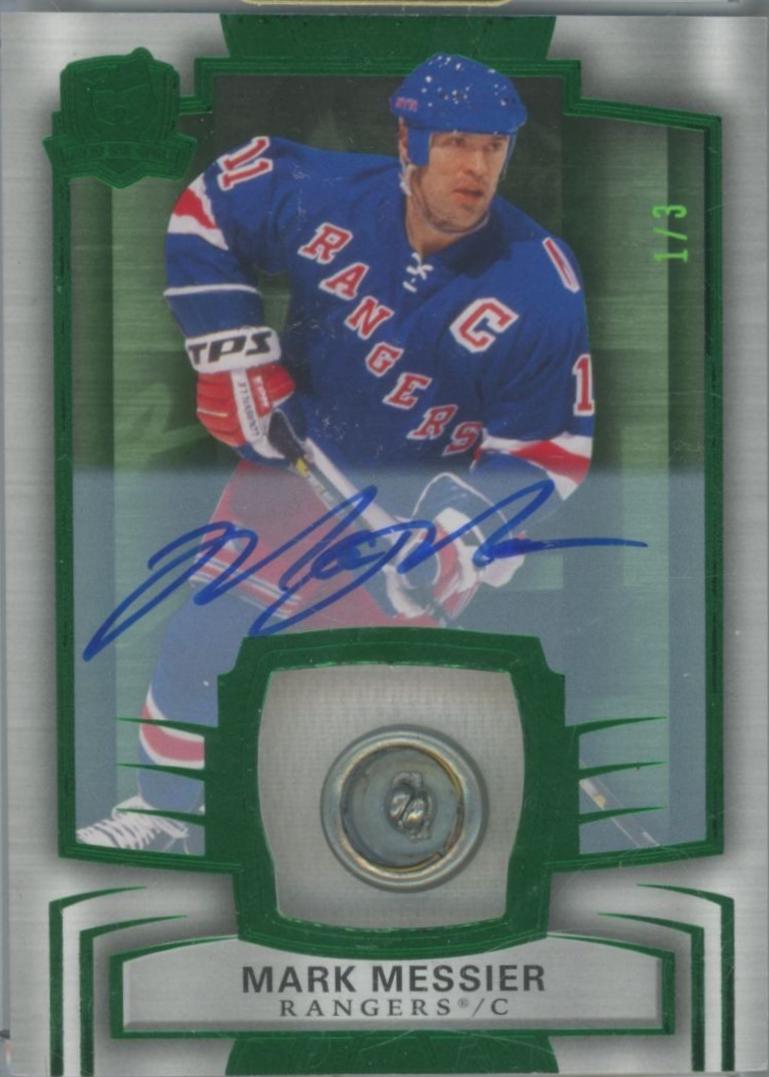 Mark Messier [Green Button Gold Foil Autograph Patch] #11