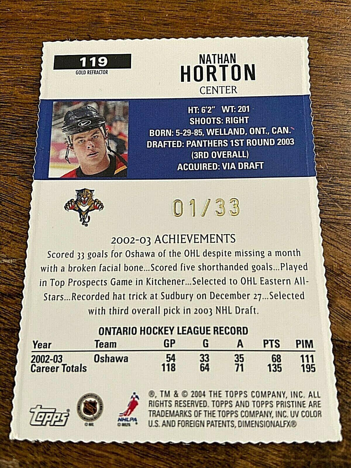 Nathan Horton [Gold Refractor] #119