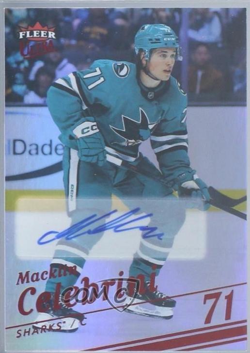 Macklin Celebrini [Red Rainbow Foil Auto] #109