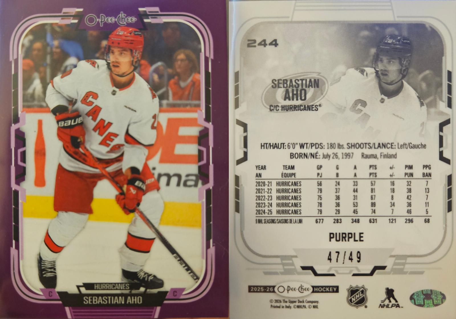 Sebastian Aho [Purple Border] #244